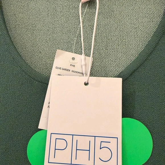 NWT PH5 Asymmetrical Green and White Aster Dress in Olive Garden XS - Picture 10 of 10